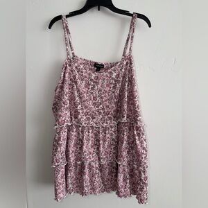 Torrid 1X Layered Floral Print Pink Sleeveless Top